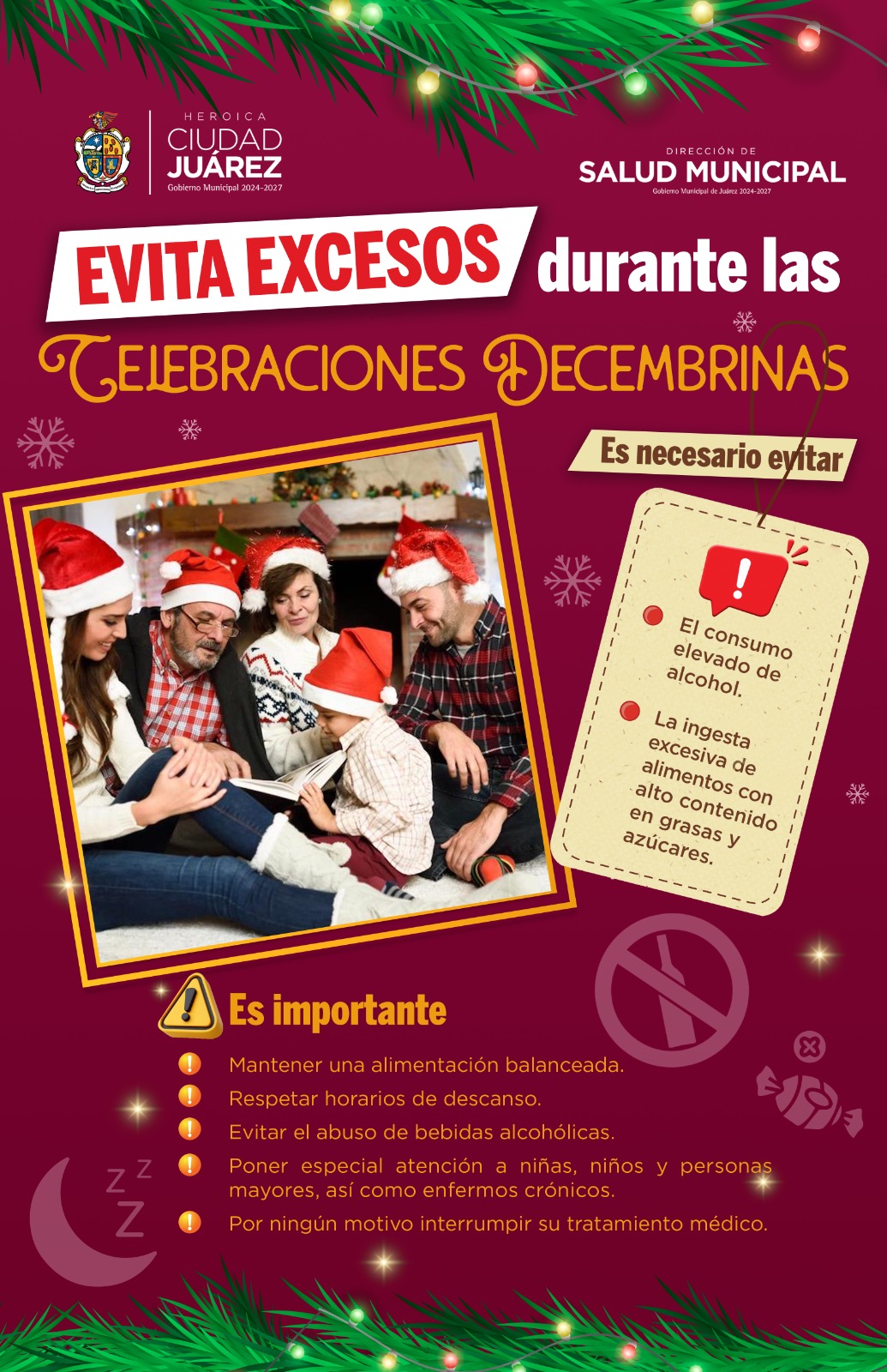 Salud Municipal llama a celebrar con moderación para evitar riesgos en esta temporada