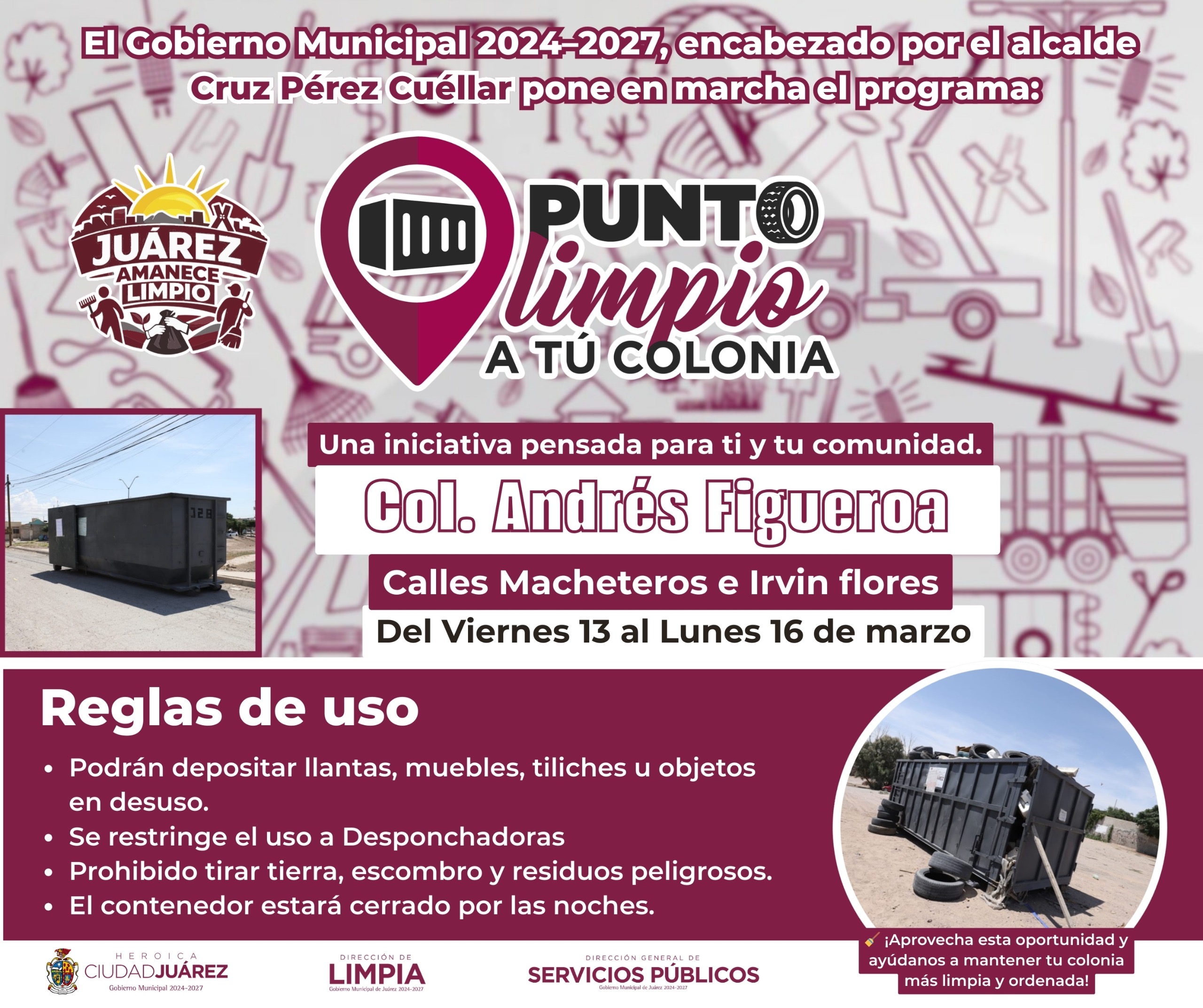 ¡Adiós a la basura en las calles! Instalan contenedores especiales en cuatro colonias de Juárez