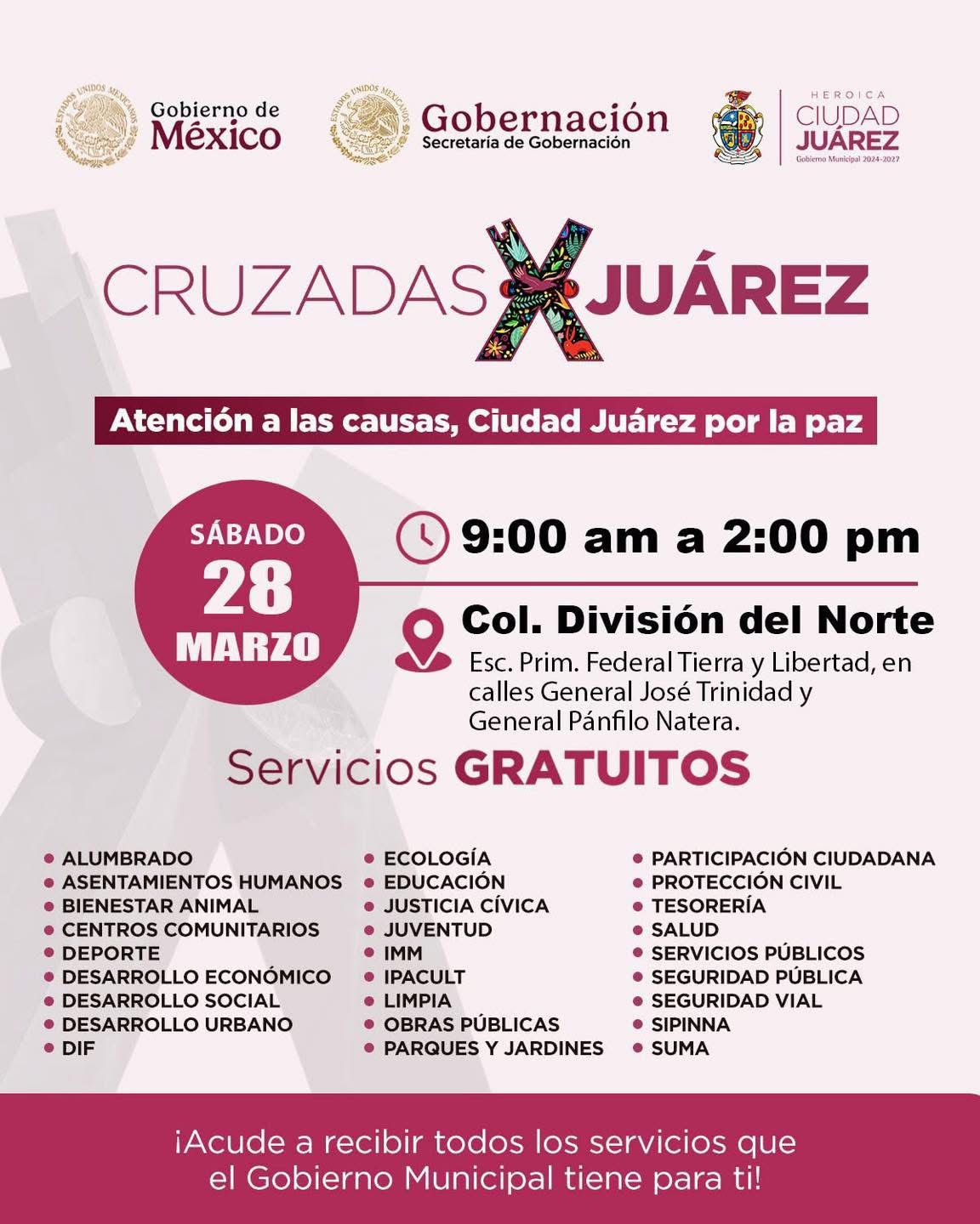 Trámites, vacunación y asesorías: ¡La 'Cruzada por Juárez' toma la colonia División del Norte este sábado!