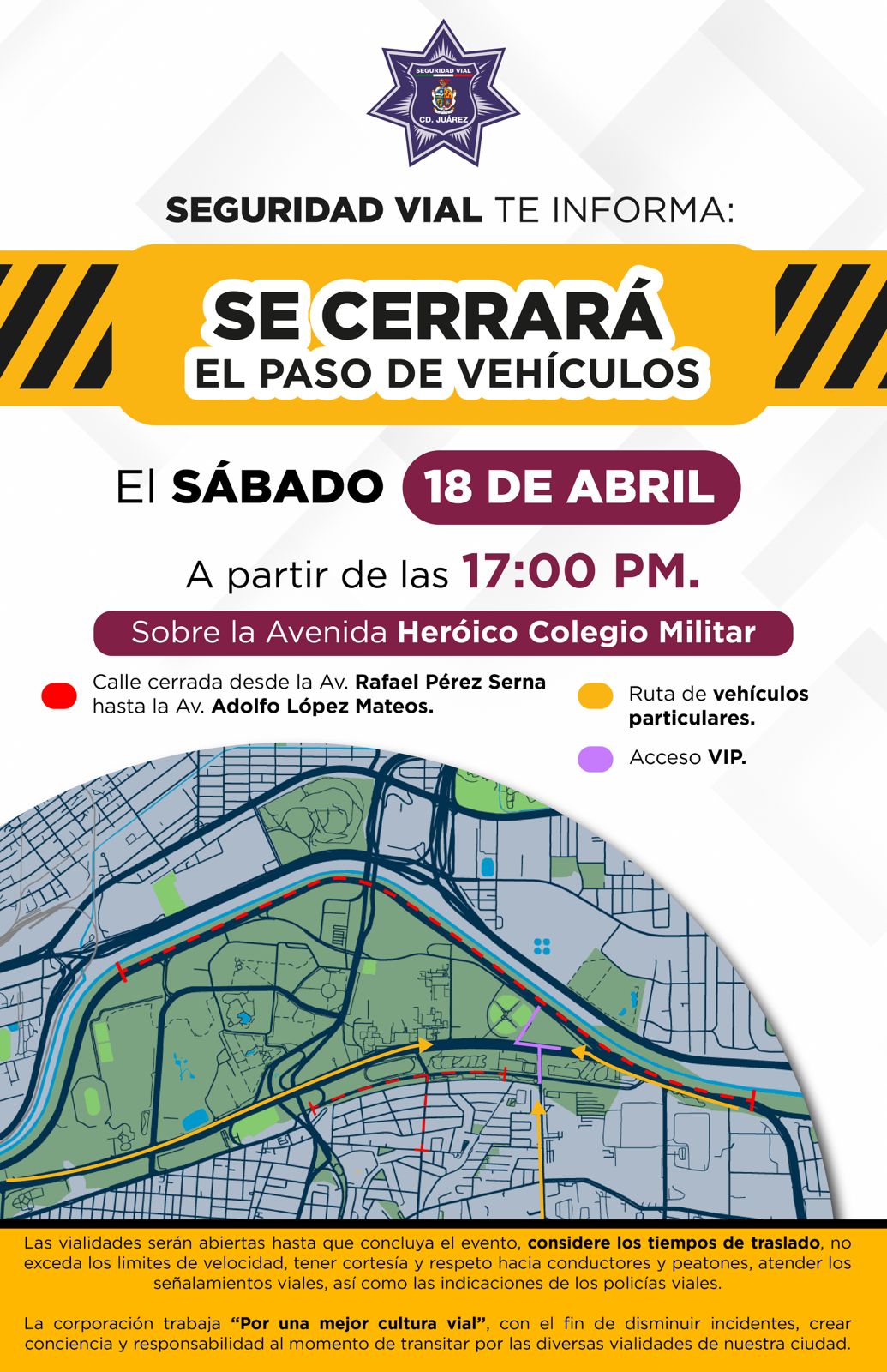 ¡Toma tus precauciones! Anuncian cierre de avenidas principales este sábado por evento masivo